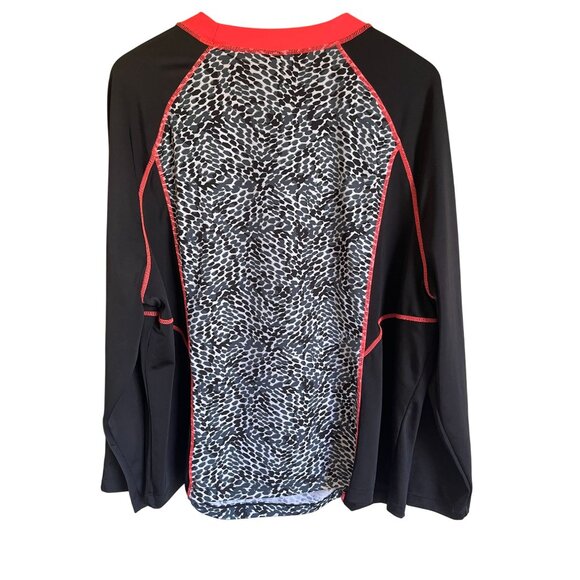 Swimsuits for All Aquabelle Black Neon Leopard Long Sleeve Rashguard Sun Protect - Picture 2 of 7